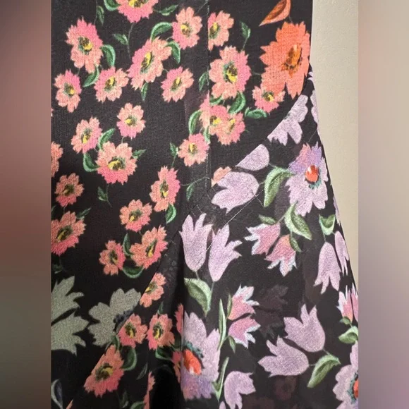 Lovers + Friends Floral Chiara Midi Dress Size XS | Asymmetric Hem - Picture 4 of 12